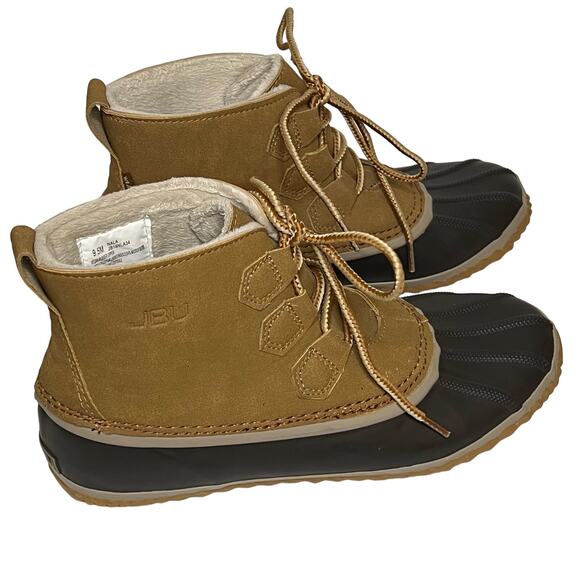 JBU by Jambu Nala Women's Size 9.5M Duck Rain Boots Lace Up Waterproof Navy/Tan - Picture 2 of 11